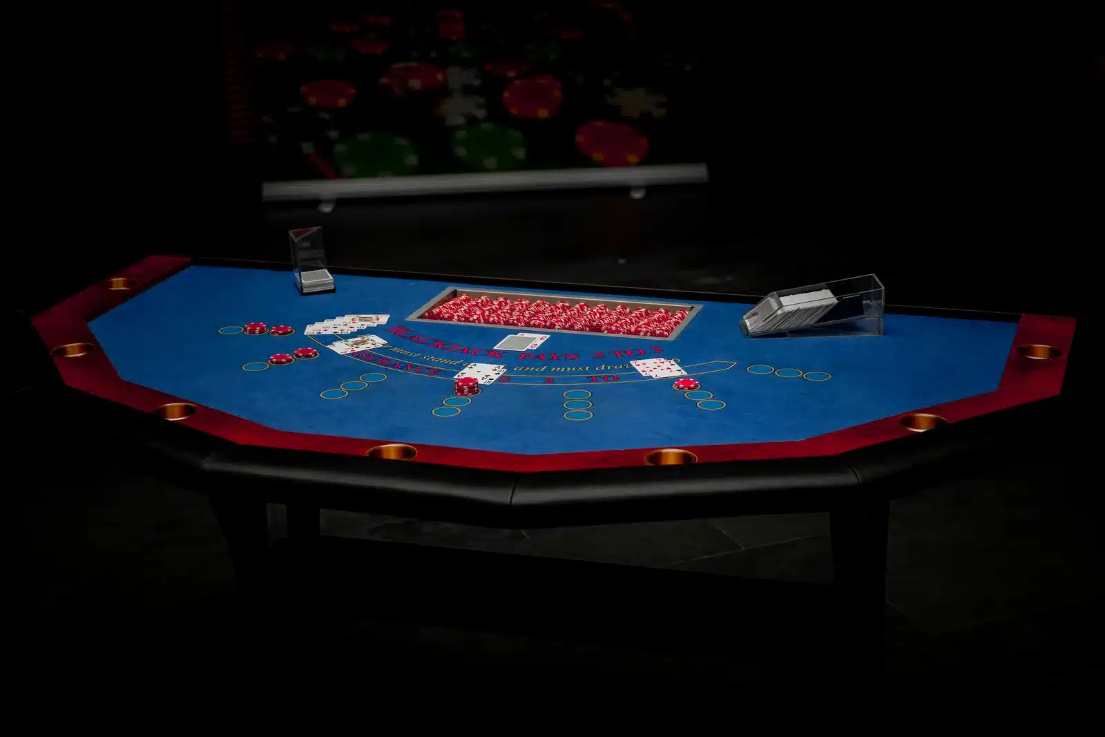 Professionele blackjacktafel opgebouwd op locatie
